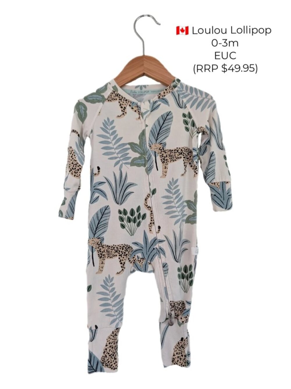 Loulou Lollipop Leopard Convertible Romper Sleeper 0-3m Baby Clothes